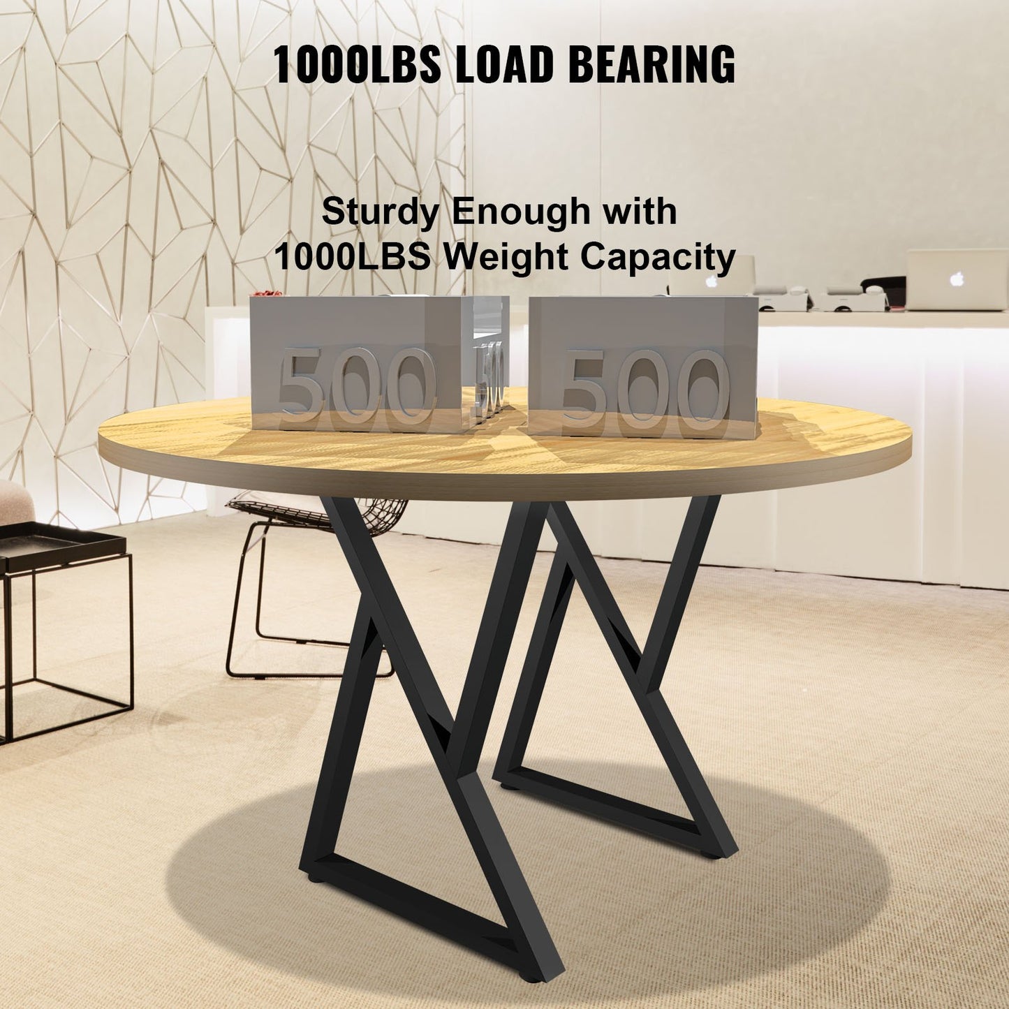 Metal Table Legs, 71.1 x 45.7 cm Desk Legs, Set of 2, Heavy Duty Bench Legs, Z Shape Metal Furniture Legs, Wrought Iron Coffee Table Legs, Home DIY for Dining Table with Rubber Floor Protectors, Mat