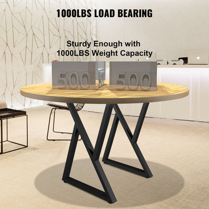 Metal Table Legs, 71.1 x 45.7 cm Desk Legs, Set of 2, Heavy Duty Bench Legs, Z Shape Metal Furniture Legs, Wrought Iron Coffee Table Legs, Home DIY for Dining Table with Rubber Floor Protectors, Mat
