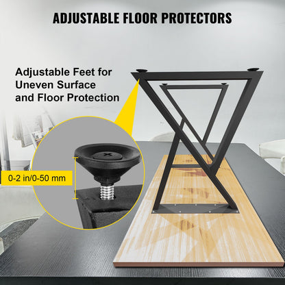 Metal Table Legs, 71.1 x 45.7 cm Desk Legs, Set of 2, Heavy Duty Bench Legs, Z Shape Metal Furniture Legs, Wrought Iron Coffee Table Legs, Home DIY for Dining Table with Rubber Floor Protectors, Mat