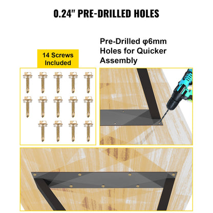 Metal Table Legs, 71.1 x 45.7 cm Desk Legs, Set of 2, Heavy Duty Bench Legs, Z Shape Metal Furniture Legs, Wrought Iron Coffee Table Legs, Home DIY for Dining Table with Rubber Floor Protectors, Mat