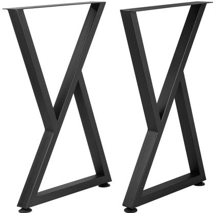Metal Table Legs, 71.1 x 45.7 cm Desk Legs, Set of 2, Heavy Duty Bench Legs, Z Shape Metal Furniture Legs, Wrought Iron Coffee Table Legs, Home DIY for Dining Table with Rubber Floor Protectors, Mat