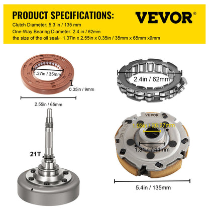 VEVOR Wet Clutch Kits Assembly compatible with UTV ATV 500 700 MSU-500 MSU-700 Massimo