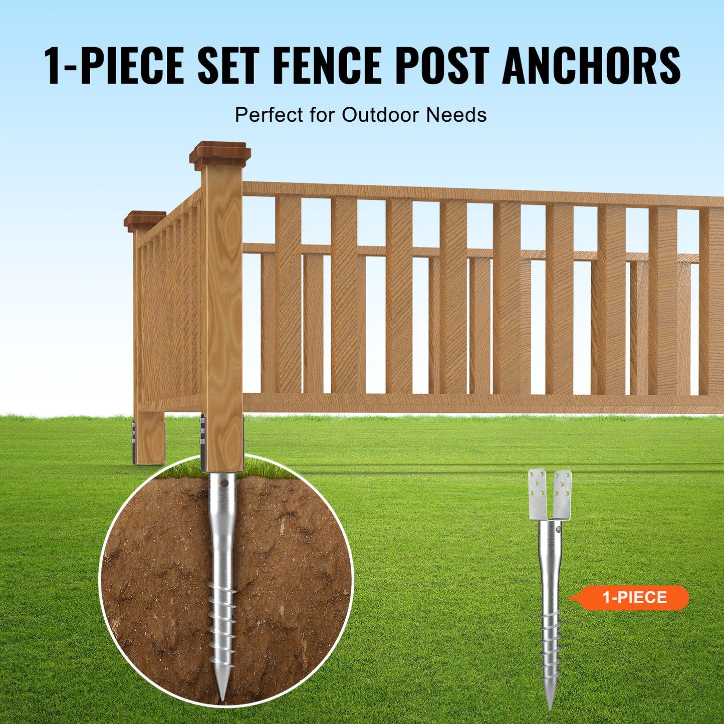 VEVOR No Dig Ground Anchor 1 Pack 3.94 x 2.76 x 27.56 in DIY Screw in Post Stake