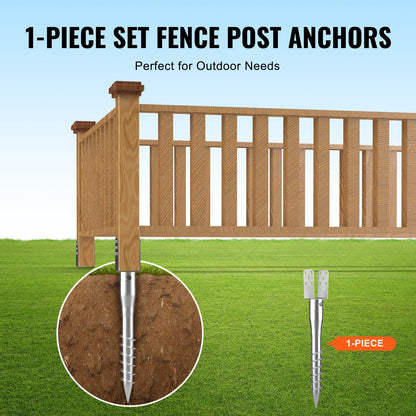 VEVOR No Dig Ground Anchor 1 Pack 3.94 x 2.76 x 27.56 in DIY Screw in Post Stake