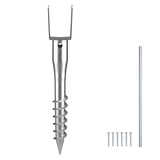 VEVOR No Dig Ground Anchor 1 Pack 3.94 x 2.76 x 27.56 in DIY Screw in Post Stake
