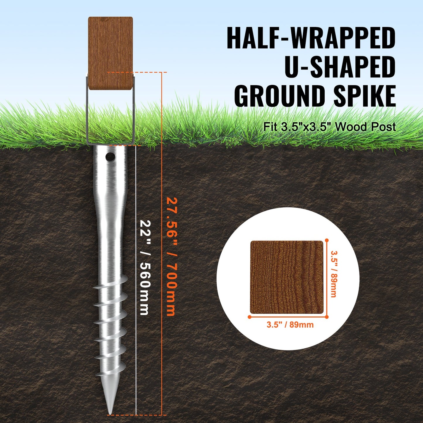 VEVOR No Dig Ground Anchor 4 Pack 3.94 x 2.76 x 27.56 in DIY Screw in Post Stake