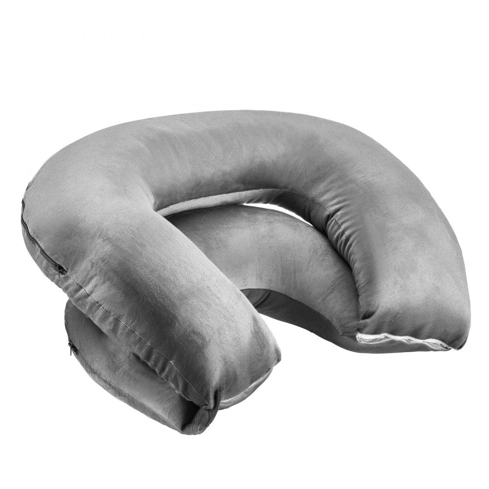 Reading Pillow Large Size U-Shaped Sitting up Pillow with Soft Velvet Grey