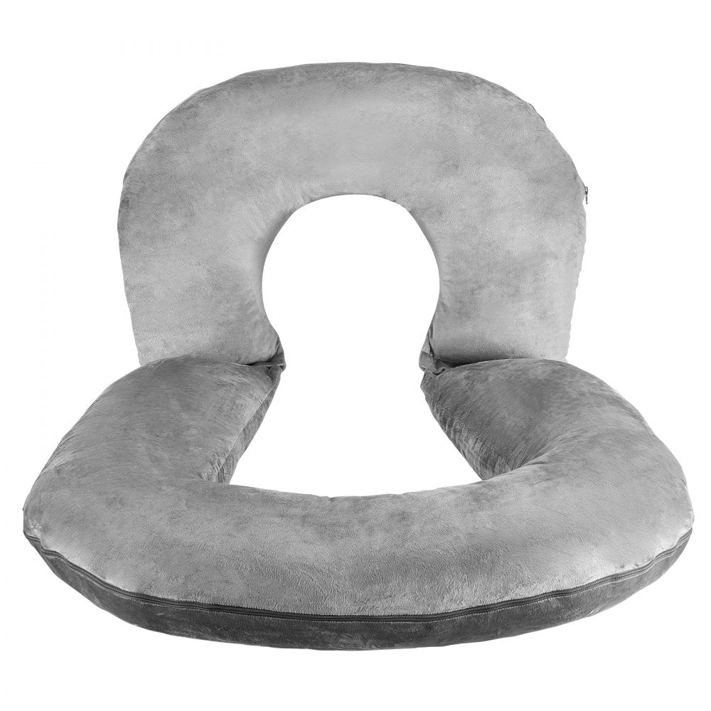 Reading Pillow Large Size U-Shaped Sitting up Pillow with Soft Velvet Grey