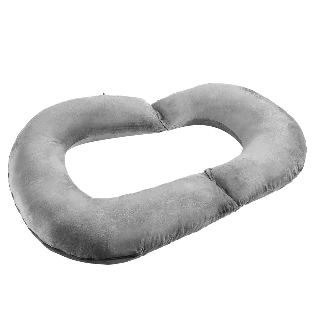 Reading Pillow Large Size U-Shaped Sitting up Pillow with Soft Velvet Grey