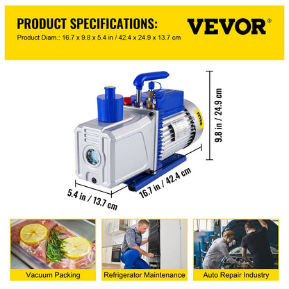 High-Efficiency 2-Stage Vacuum Pump 0.25m³/min for Refrigeration Systems