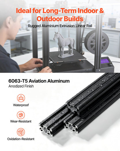 5PCS 2040 Aluminum Extrusion Profile, 78.74 Inch 2000 mm, V Slot European Standard Anodized Linear Rail, High-Strength Extruded Aluminum Rail, for 3D Printer Parts and CNC DIY Workbench, Black