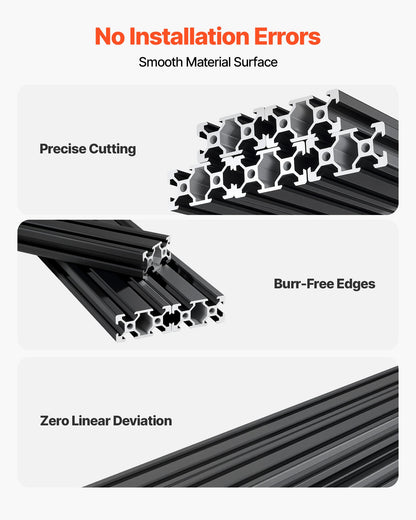 5PCS 2040 Aluminum Extrusion Profile, 78.74 Inch 2000 mm, V Slot European Standard Anodized Linear Rail, High-Strength Extruded Aluminum Rail, for 3D Printer Parts and CNC DIY Workbench, Black