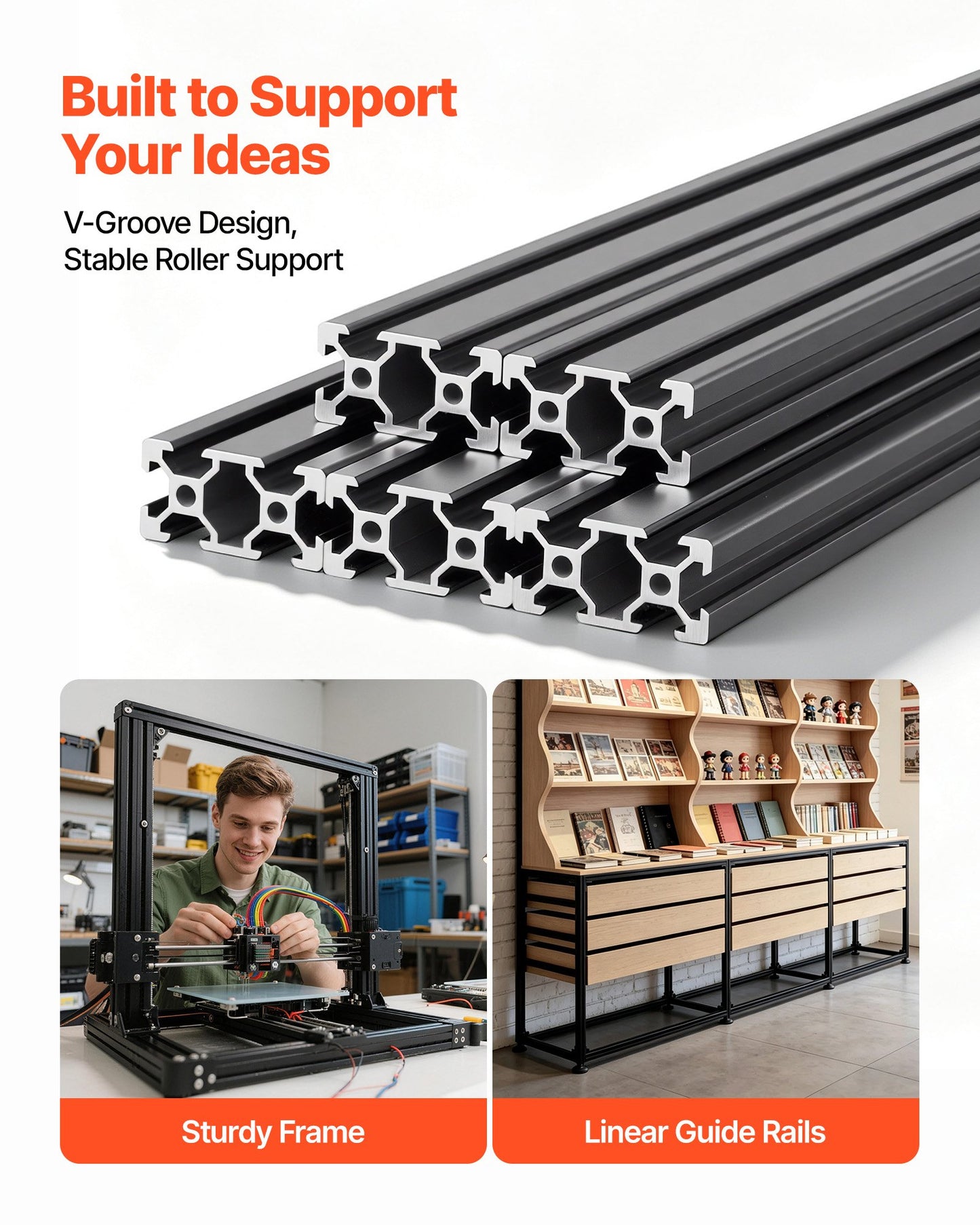 5PCS 2040 Aluminum Extrusion Profile, 78.74 Inch 2000 mm, V Slot European Standard Anodized Linear Rail, High-Strength Extruded Aluminum Rail, for 3D Printer Parts and CNC DIY Workbench, Black