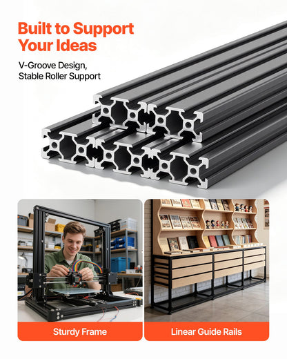 5PCS 2040 Aluminum Extrusion Profile, 78.74 Inch 2000 mm, V Slot European Standard Anodized Linear Rail, High-Strength Extruded Aluminum Rail, for 3D Printer Parts and CNC DIY Workbench, Black