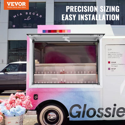 Concession Window for Food Truck, 48"x36" Aluminum Alloy Food Truck Service Window, Up to 85 Degrees Stand Serving Window with Awning Door & Drag Hook,  for Food Trucks Concession Trailers