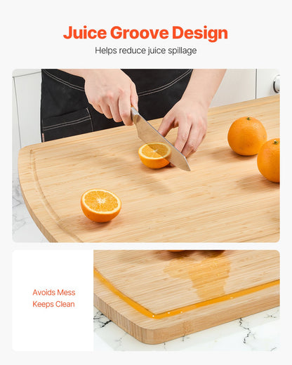 Noodle Board Stove Cover, Stove Top Cover Board for Gas Burner & Electric Stove, Bamboo Wood Cutting Board with Juice Grooves, RV Stovetop/ Kitchen Sink Cover for Counter Space & Tray, Natural