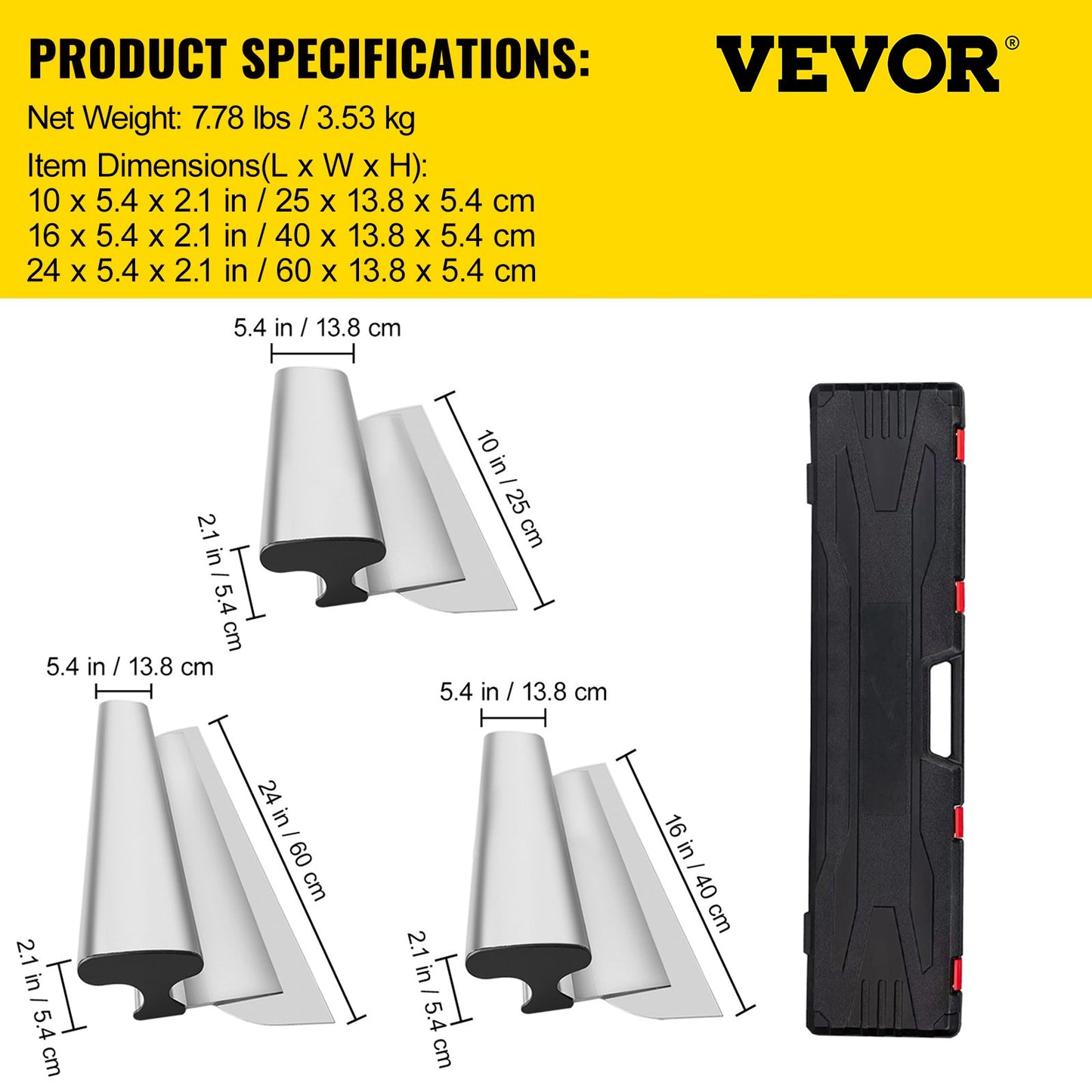 VEVOR Drywall Skimming Blade Set,10"+16" +24" Blades,European Stainless Steel Construction
