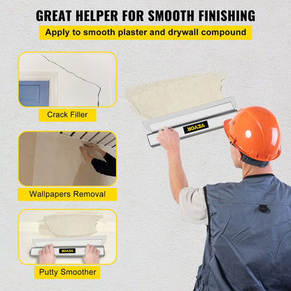 Drywall Skimming Blade, 32inch Smoothing Knock-Down Knife, Stainless Steel Putty Knife Finishing Tool, High-Impact End Caps for Sheetrock Drywall Gyprock Wall-Board Plasterboard