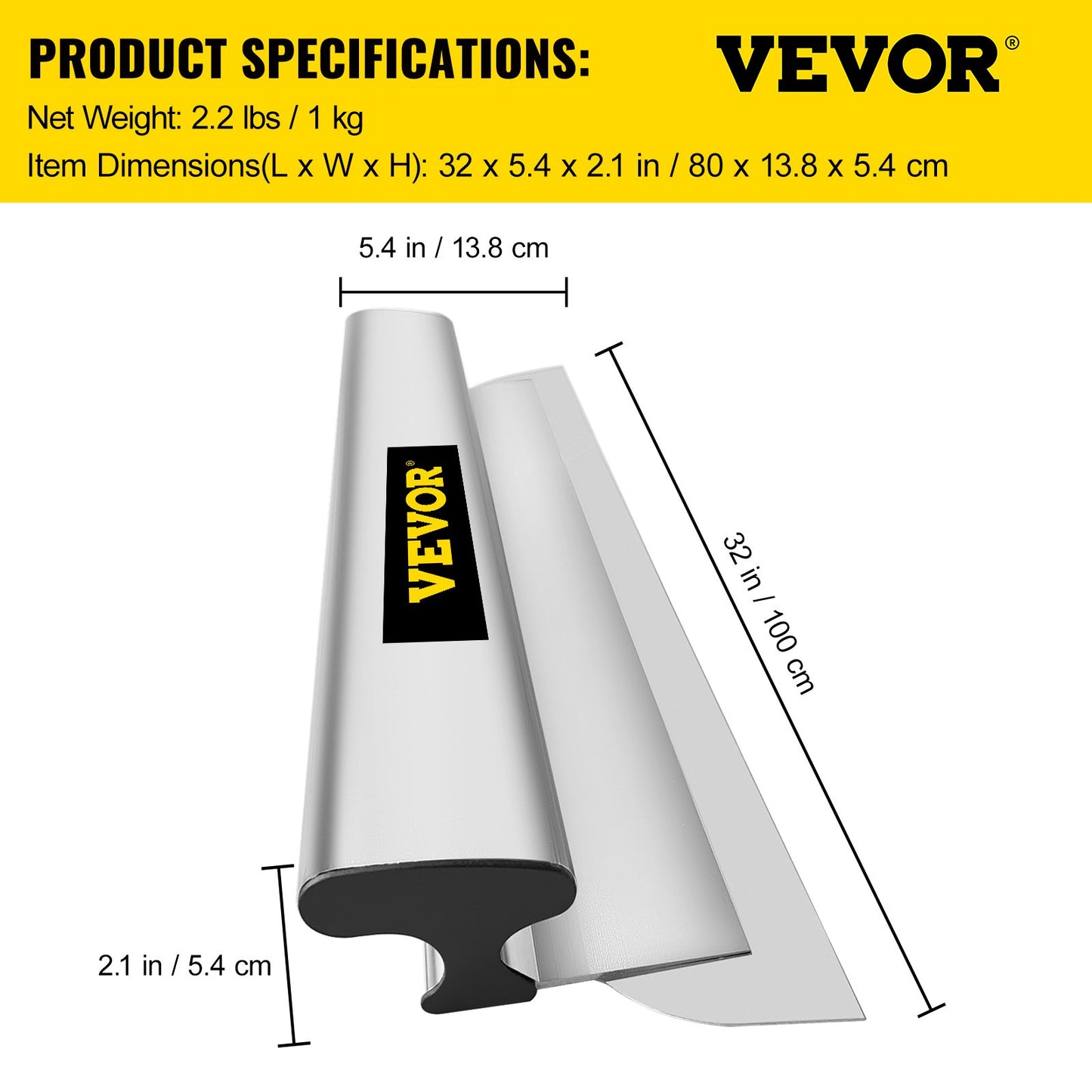 Drywall Skimming Blade, 32inch Smoothing Knock-Down Knife, Stainless Steel Putty Knife Finishing Tool, High-Impact End Caps for Sheetrock Drywall Gyprock Wall-Board Plasterboard