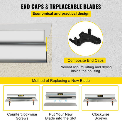 40" Skimming Blade - Stainless Steel Smoothing Knife for Drywall, 100 cm