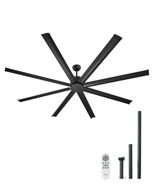 VEVOR 213 cm Aluminum Ceiling Fan Without Light Remote Control DC Motor Black