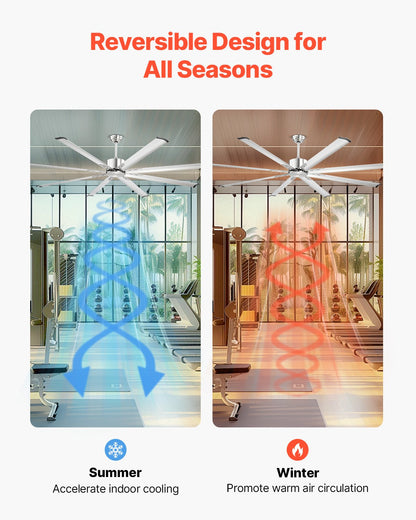 VEVOR 213 cm Aluminum Ceiling Fan Without Light Remote Control Brushed Nickel
