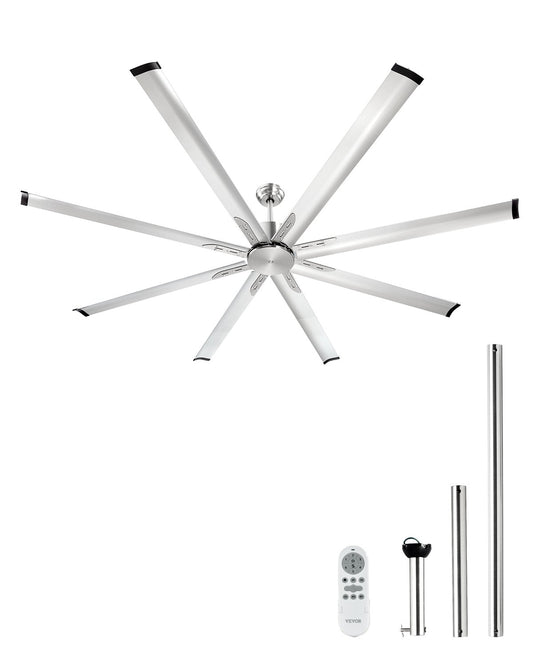 VEVOR 213 cm Aluminum Ceiling Fan Without Light Remote Control Brushed Nickel