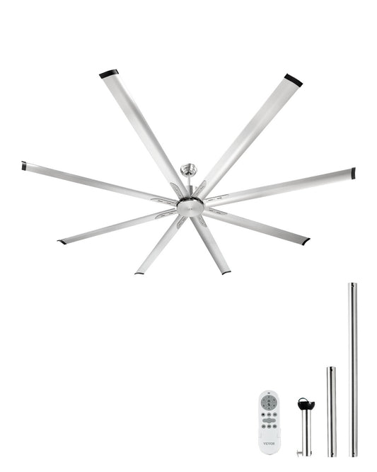 VEVOR 244 cm Aluminum Ceiling Fan Without Light Remote Control Brushed Nickel