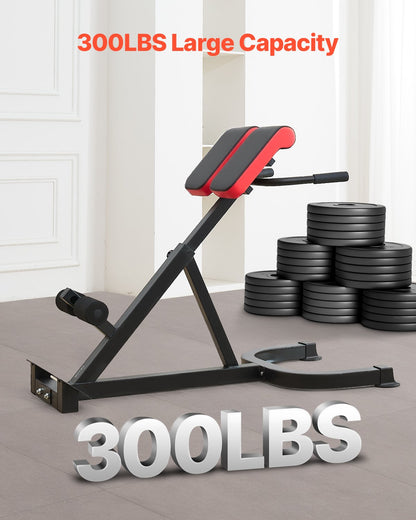 Roman Chair Hyperextension Bench, 300 lbs Adjustable Extension Machine, Multi-Function Exercise Equipment for Glute, Hamstring, Lower Back, and Ab Workout, Fitness Weight Bench for Home Gym
