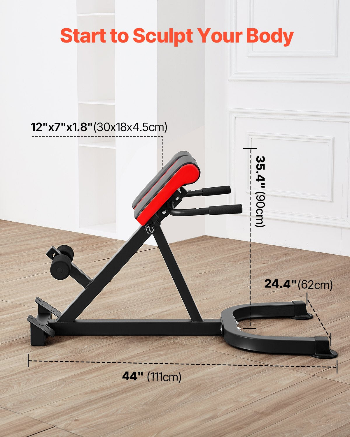Roman Chair Hyperextension Bench, 300 lbs Adjustable Extension Machine, Multi-Function Exercise Equipment for Glute, Hamstring, Lower Back, and Ab Workout, Fitness Weight Bench for Home Gym