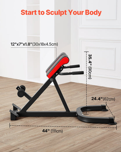 Roman Chair Hyperextension Bench, 300 lbs Adjustable Extension Machine, Multi-Function Exercise Equipment for Glute, Hamstring, Lower Back, and Ab Workout, Fitness Weight Bench for Home Gym