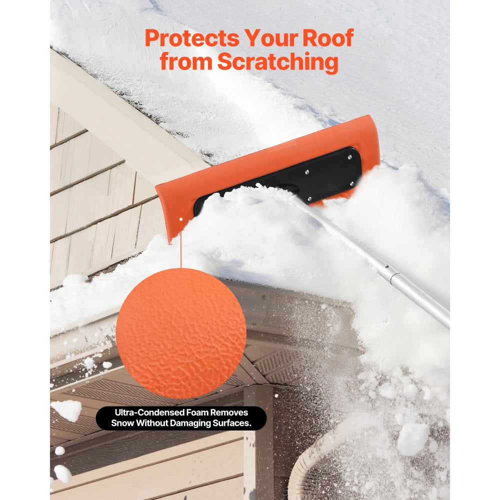  Snow Roof Rake, 45cm Foam Blade, 2.25-5.62 m Adjustable Roof Snow Scraper, Extension Tubes & Non-Slip Handle, Lightweight Snows Removal Tool for House Leaves Debris Clearing