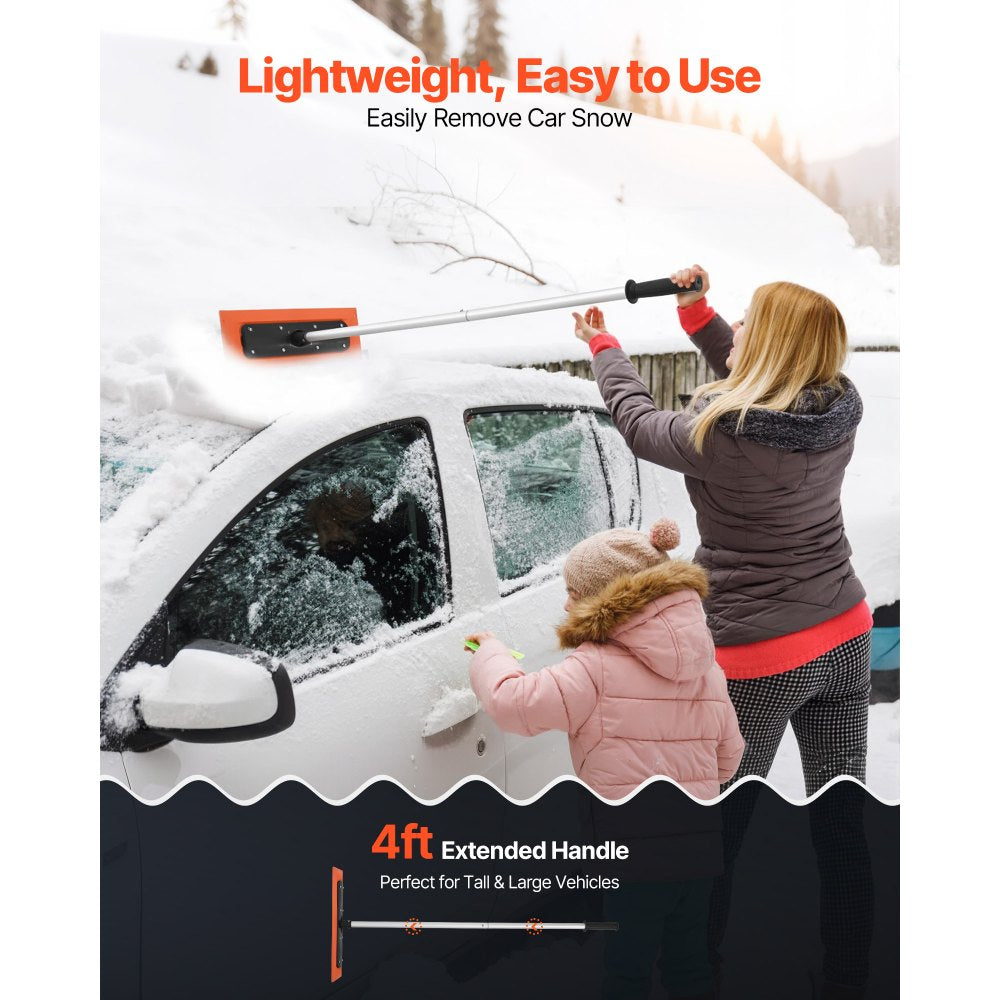  Snow Roof Rake, 1.2m Long Reach Car Roof Snow Scraper, 45cm Foam Blade for No Scratches, Non-Slip Handle, Lightweight Snows Removal Tool for Vehicle Garage Rooftop Leaves Debris Clearing