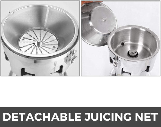 Commercial Stainless Steel Juicer, 80 kg/hr Capacity, 370W Power, 2800 RPM