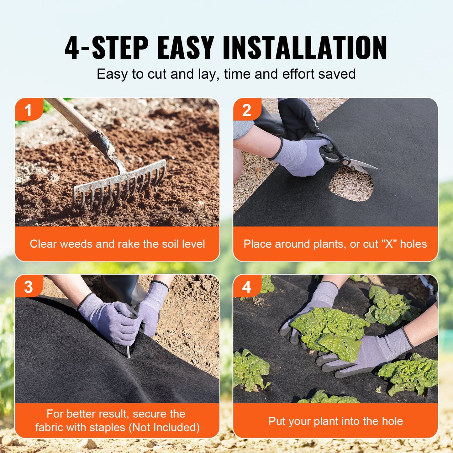 VEVOR Non-Woven Geotextile Fabric 10x100FT 8OZ Ground Cover Weed Control Fabric,