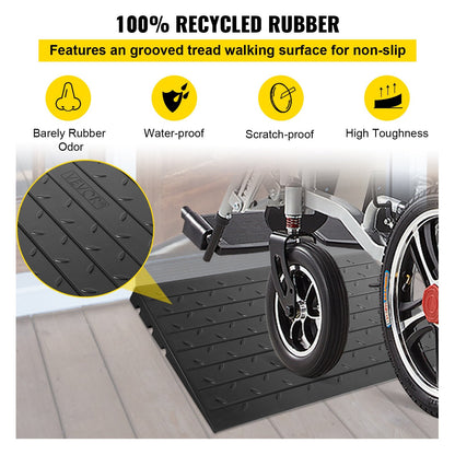 Rubber Threshold Ramp with 3 Channels, 4" Rise, 1000 kg Load Capacity