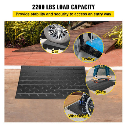 Rubber Threshold Ramp with 3 Channels, 4" Rise, 1000 kg Load Capacity