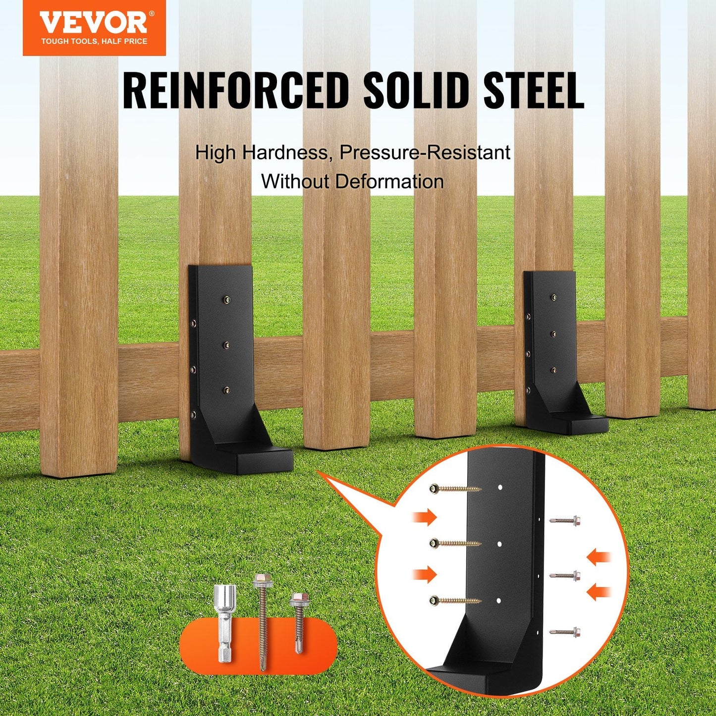 Fence Post Anchor Repair Kit 4 Pack, Fits 89mm Posts, Easy Installation
