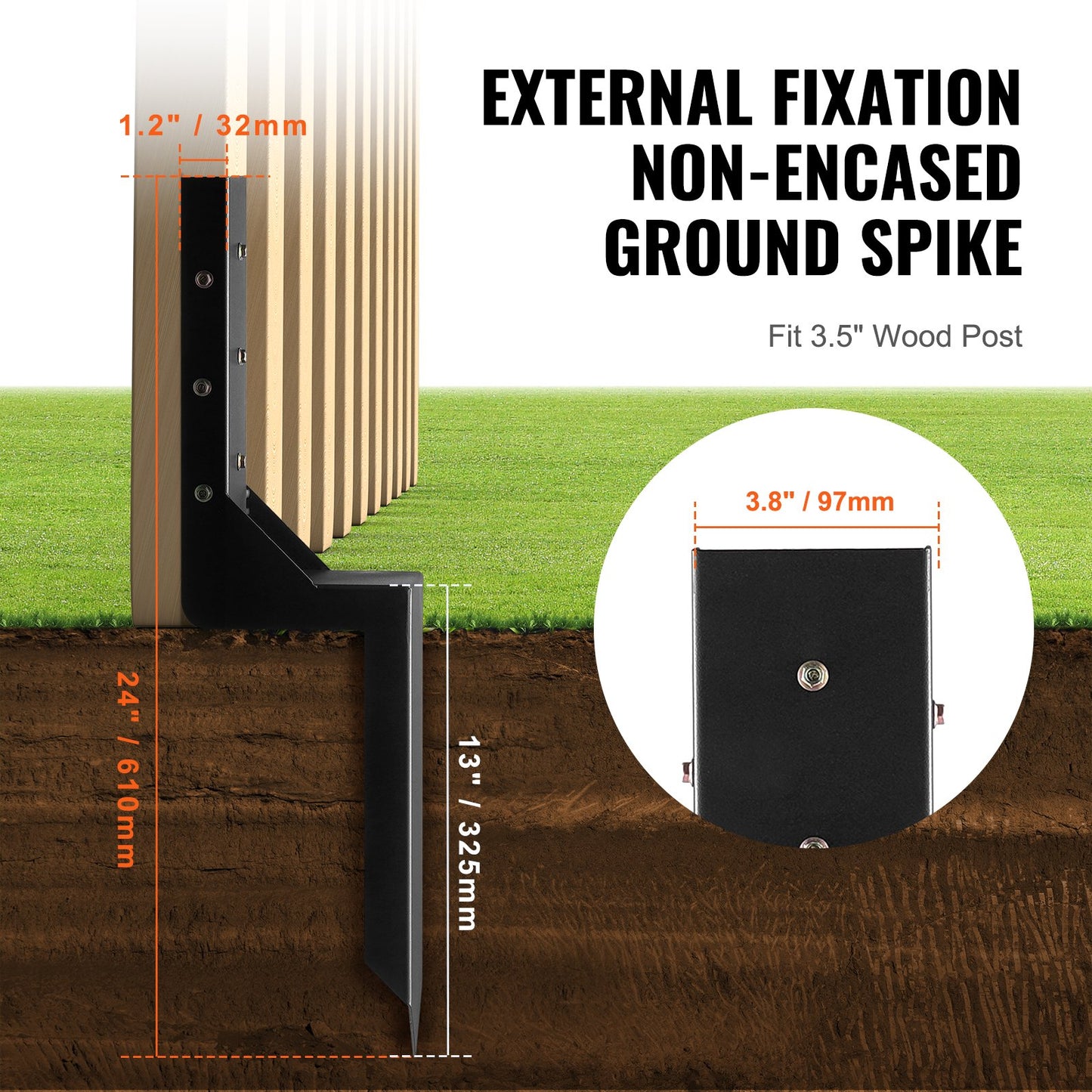 VEVOR Fence Post Anchor Repair Kit 4 Pack Inner 3.5 x3.5 Inches Support Stakes