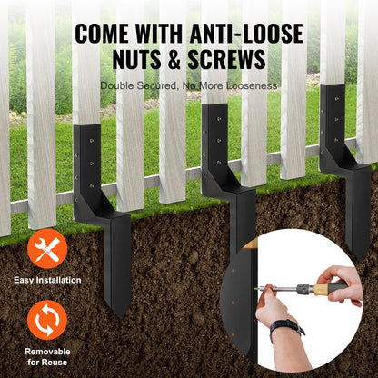 VEVOR Fence Post Anchor Repair Kit 4 Pack Inner 3.5 x3.5 Inches Support Stakes