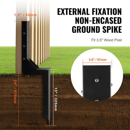 Fence Post Anchor Repair Kit 6-Pack, 89mm Support Stakes, Steel, 10.5 kg