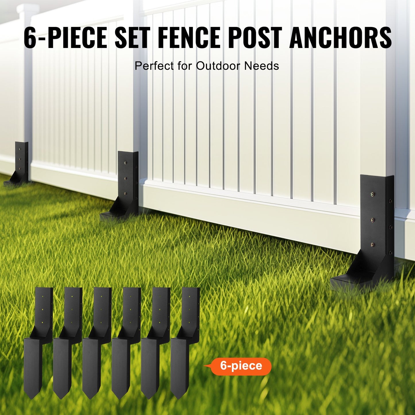 VEVOR Fence Post Anchor Repair Kit 6 Pack Inner 3.5” x3.5” Support Stakes Repair