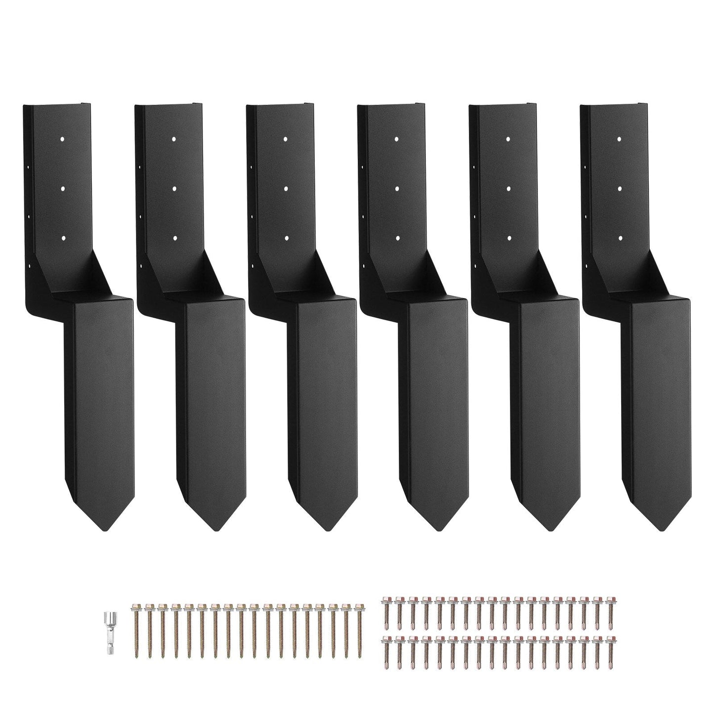 Fence Post Anchor Repair Kit 6-Pack, 89mm Support Stakes, Steel, 10.5 kg