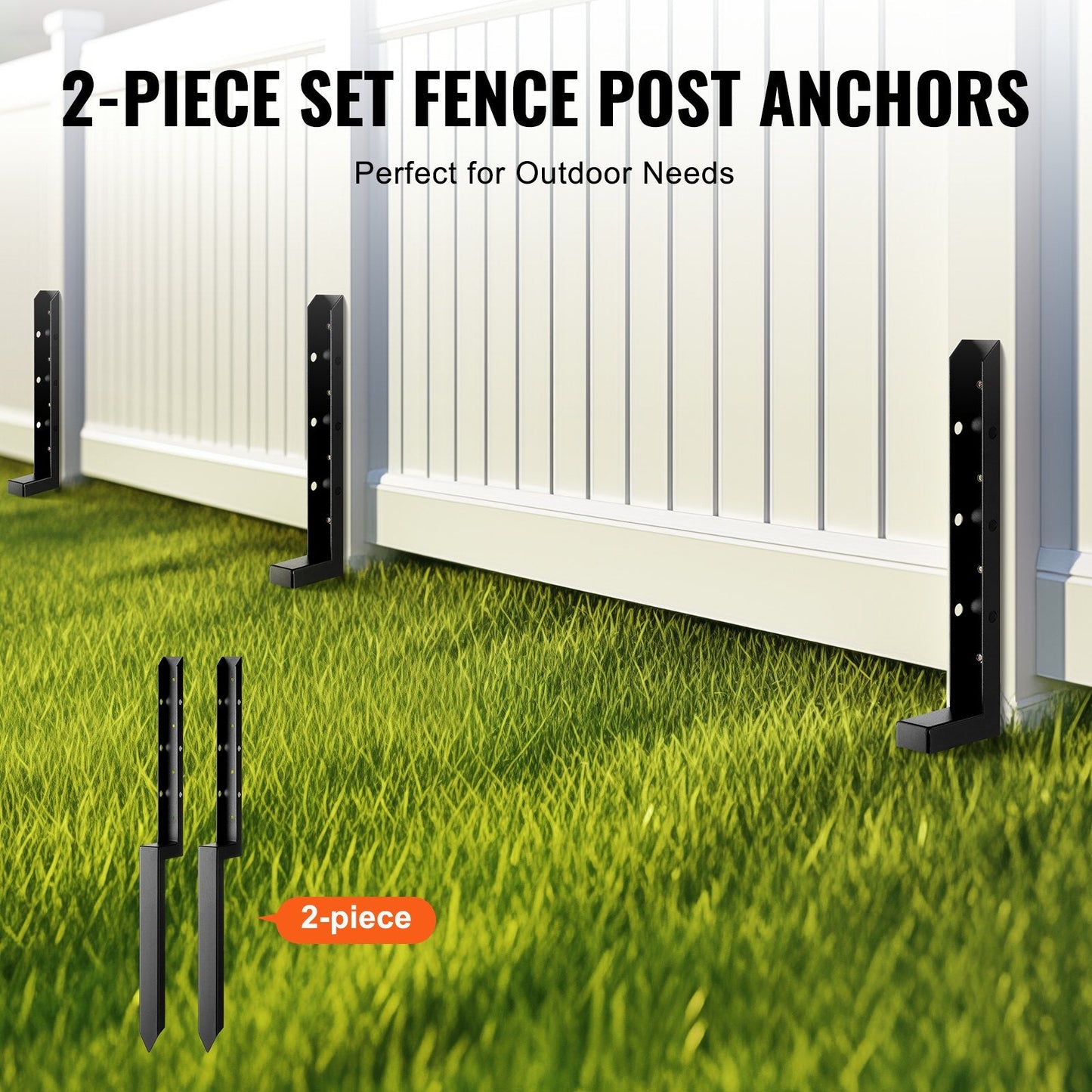 Fence Post Anchor Repair Kit - 2 Pack, Supports 51mm Stakes, Easy Installation