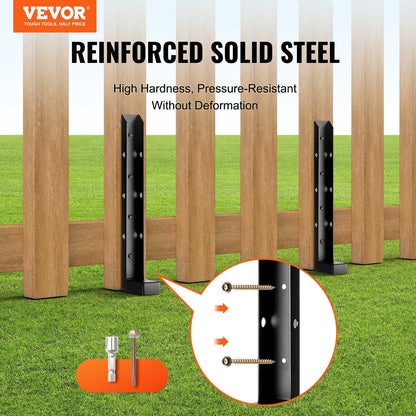 Steel Fence Post Repair Kit, 4-Pack, 0.05m x 0.05m Support Stakes, Easy Install