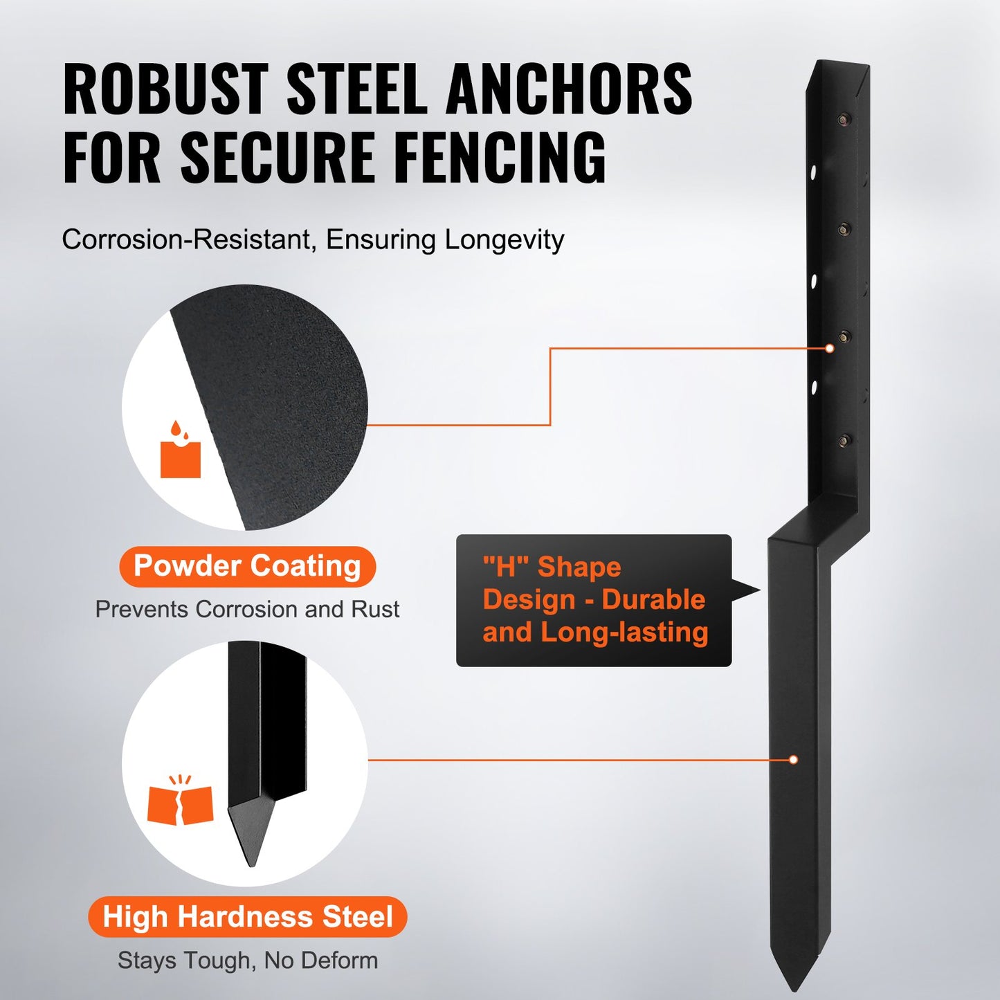 VEVOR Fence Post Anchor Repair Kit 4 Pack 2 x2 Inches Support Stakes Steel