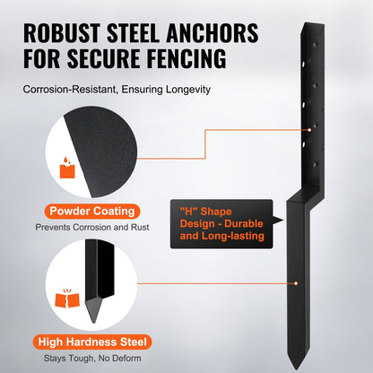 Steel Fence Post Repair Kit, 4-Pack, 0.05m x 0.05m Support Stakes, Easy Install