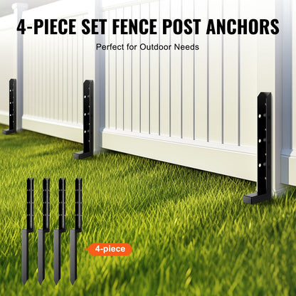 Steel Fence Post Repair Kit, 4-Pack, 0.05m x 0.05m Support Stakes, Easy Install