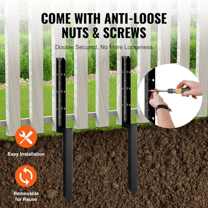 Steel Fence Post Repair Kit, 4-Pack, 0.05m x 0.05m Support Stakes, Easy Install