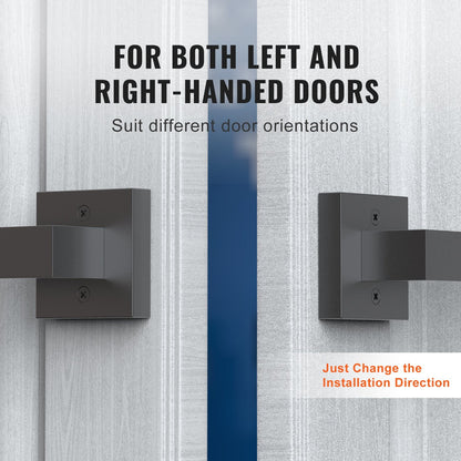 Matte Black Square Dummy Door Lever, Single Side, Zinc Alloy, Easy Install